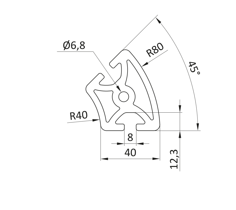 Profil aluminiowy R40/80-45° [8]
